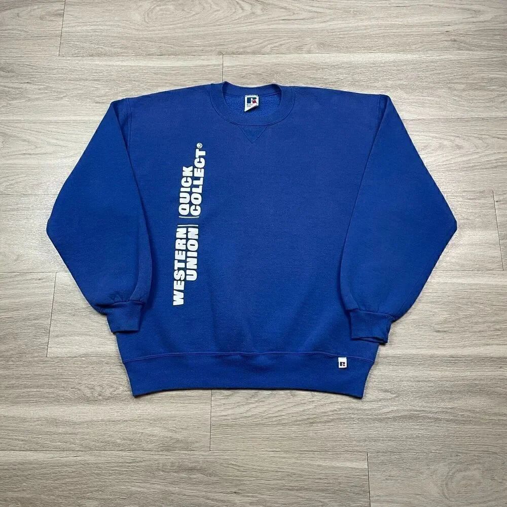 Vintage Russell Athletic Sweatshirt Mens XL Blue 90s Crewneck Blank